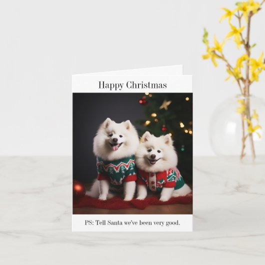 Samoyed Hogs Frohe Weihnachtskarte Karte (Gelbe Blume)