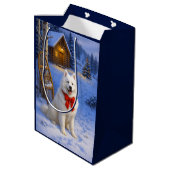 Samoyed Holiday  Mittlere Geschenktüte (Rückseite Schrägansicht)