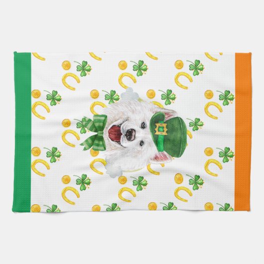 Samoyed Holiday Wohngestaltung St Patricks Day Geschirrtuch (Horizontal)