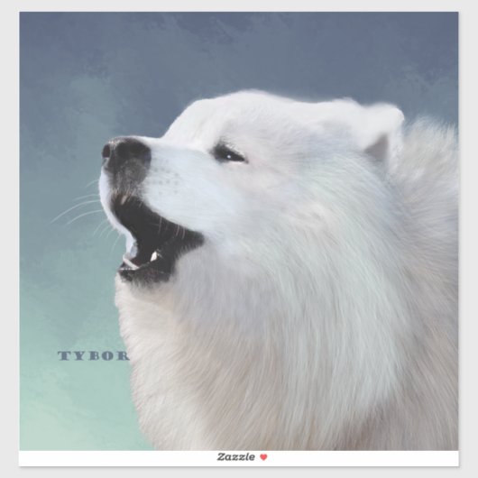 Samoyed Howl; Custom Cut Clear Vinyl Sticker XL (Blatt)
