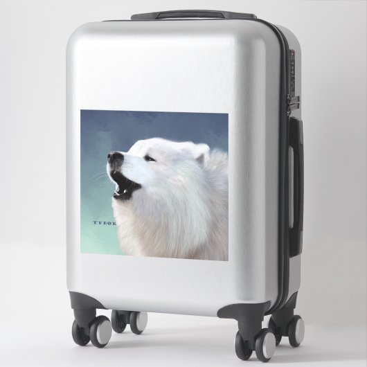 Samoyed Howl; Custom Cut Clear Vinyl Sticker XL (Koffer)