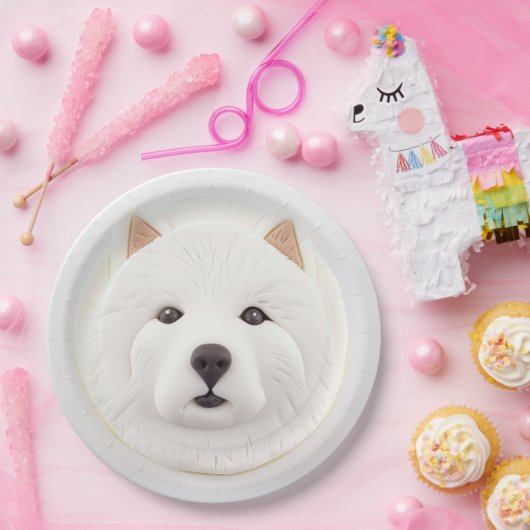 Samoyed Hund 3D Inspiriert Pappteller (Party)