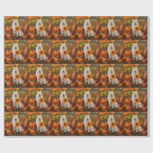 Samoyed Hund Herbst Ernte Erntedank Geschenkpapier (Flach)