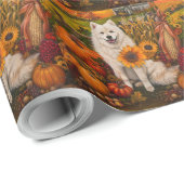 Samoyed Hund Herbst Ernte Erntedank Geschenkpapier (Rolleneckpunkt)