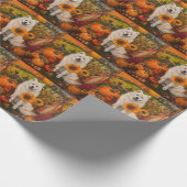 Samoyed Hund Herbst Ernte Erntedank Geschenkpapier (Ecke)