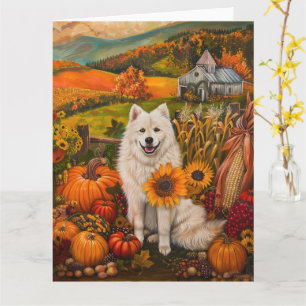 Samoyed Hund Herbst Ernte Erntedank Karte
