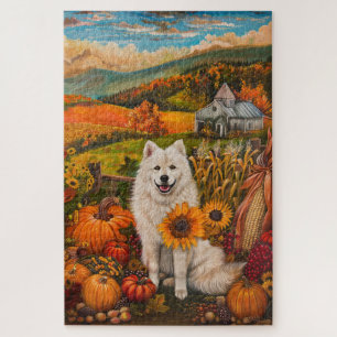 Samoyed Hund Herbst Ernte Erntedank Puzzle