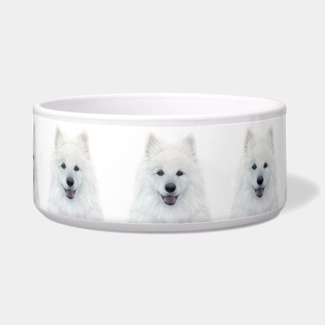 Samoyed Hund Keramik Haustier Schüssel mit Mist (Vorderseite)