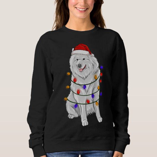 Samoyed Hund mit Weihnachtshuttlern Sweatshirt (Vorderseite)