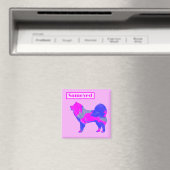 Samoyed Hund Silhouette Pink & Blue Silhouette Magnet (In Situ (Geschirrspüler))
