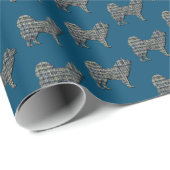 Samoyed Hund Silhouette Y&B Grid Blue Geschenkpapier (Rolleneckpunkt)