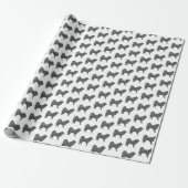 Samoyed Hund Silhouette Y&B Grid White Geschenkpapier (Ungerollt)