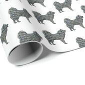 Samoyed Hund Silhouette Y&B Grid White Geschenkpapier (Rolleneckpunkt)