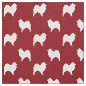 Samoyed Hund Silhouetten Muster rot und weiß Stoff (Muster)