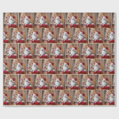 Samoyed Hund trägt einen Weihnachtshut Geschenkpapier (Flach)