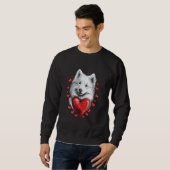 Samoyed-Hund zum Valentinstag mit Herzen Sweatshirt (Vorne ganz)