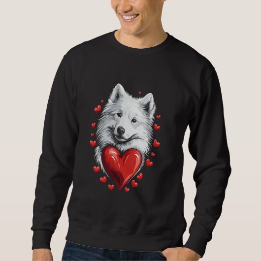 Samoyed-Hund zum Valentinstag mit Herzen Sweatshirt (Vorderseite)