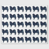 Samoyed Hunde Silhouette Schwarzes Wasser Geschenkpapier (Flach)