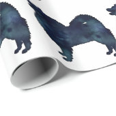 Samoyed Hunde Silhouette Schwarzes Wasser Geschenkpapier (Rolleneckpunkt)