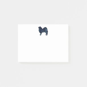 Samoyed Hunde Silhouette Schwarzes Wasser Post-it Klebezettel