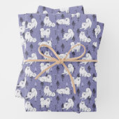 Samoyed Husky Hund mit Schnee auf Kiefern Geschenkpapier Set (Beispiel)