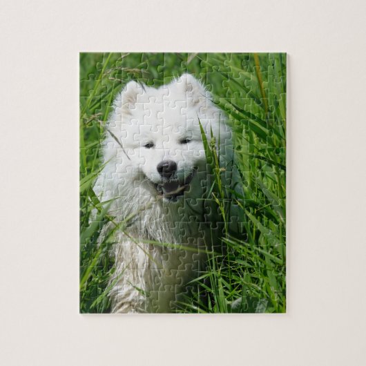 Samoyed im Gras-Puzzlespiel Puzzle (Vertikal)