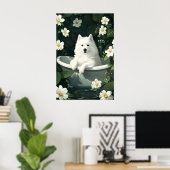 Samoyed In Bathtub Poster, Funny Dog Poster (Heimbüro)