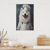 Samoyed In Chefs Hat Poster, Pet Poster, Samoyed Poster (Küche)