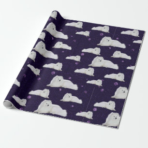 Samoyed in Lila Cosmos Geschenkwrap Geschenkpapier