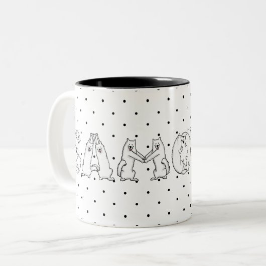 Samoyed in Samoyed Dog Letters geschrieben Zweifarbige Tasse (Vorderseite Links)