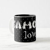 Samoyed in Samoyed Dog Letters geschrieben Zweifarbige Tasse (Vorderseite Links)