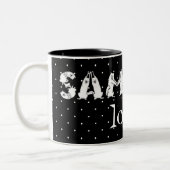 Samoyed in Samoyed Dog Letters geschrieben Zweifarbige Tasse (Links)