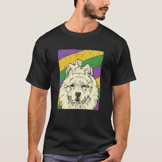 Samoyed Jester Mardi Gras Dog Mom or Dad T-Shirt (Vorderseite)