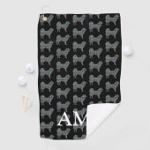 Samoyed Lächelnd Hund Niedliche Silhouette Y&B Gri Golfhandtuch (Insitu)