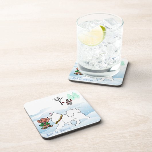 Samoyed Let it Schnee Untersetzer (Rechte Seite)