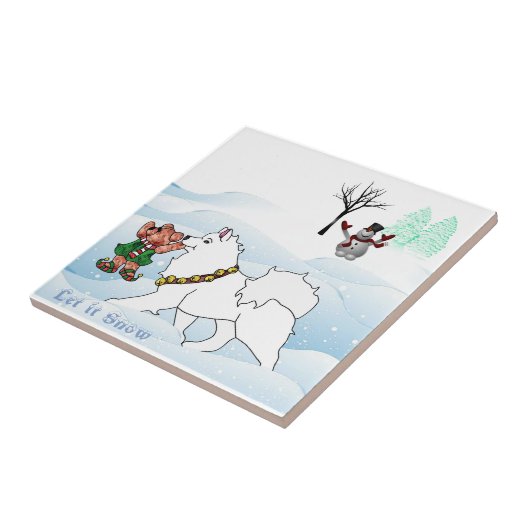 Samoyed Let it Snow Keramik Tile Fliese (Seite)