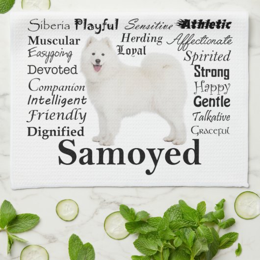 Samoyed-Merkmal-Geschirrtuch Handtuch (Gefaltet)