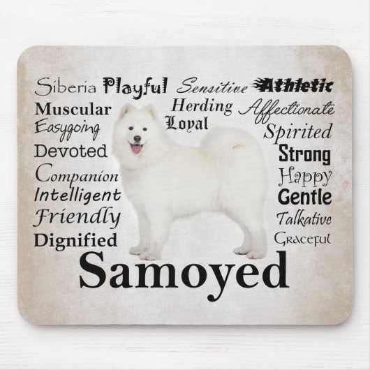 Samoyed-Merkmale Mousepad (Vorne)