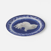 Samoyed Mini-Portrait auf Blue Willow Paper Teller (Schrägansicht)
