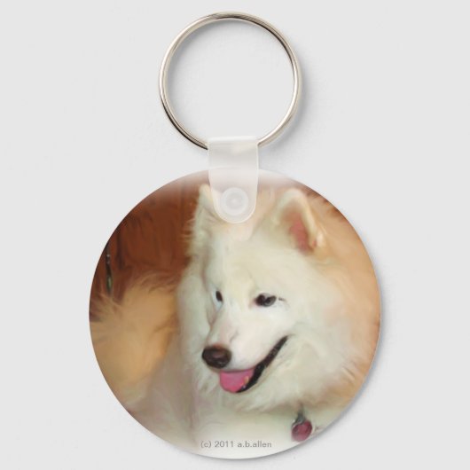 Samoyed, mit digitalen Ölgemäldeeffekten, wichtigs Schlüsselanhänger (Vorderseite)