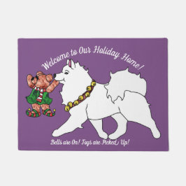 Samoyed mit Glocken On! Urlaubsmatte, ohne Schlupf Fußmatte