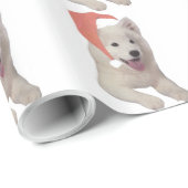 Samoyed mit Weihnachtsmannmütze-Verpackungs-Papier Geschenkpapier (Rolleneckpunkt)