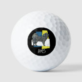 Samoyed Niedlich Dog Monogram Silhouette TriGBlack Golfball (Vorderseite)