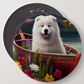 Samoyed on a Paddle: Ein Landschaftliches Abenteue Button (Vorne & Hinten)