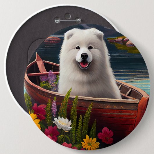 Samoyed on a Paddle: Ein Landschaftliches Abenteue Button (Vorne & Hinten)