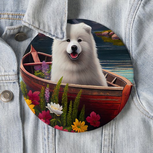 Samoyed on a Paddle: Ein Landschaftliches Abenteue Button (Beispiel)