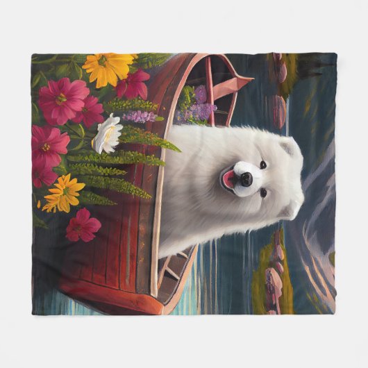 Samoyed on a Paddle: Ein Landschaftliches Abenteue Fleecedecke (Vorderseite (Horizontal))