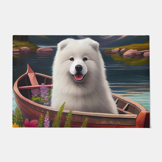 Samoyed on a Paddle: Ein Landschaftliches Abenteue Fußmatte (Vorderseite)