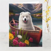 Samoyed on a Paddle: Ein Landschaftliches Abenteue Karte (Gelbe Blume)