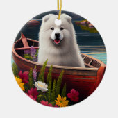 Samoyed on a Paddle: Ein Landschaftliches Abenteue Keramik Ornament (Vorne)